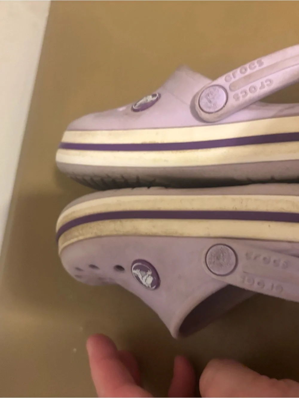 CROCS Kids Lavender Slip-On Clogs with Purple Trim - Picture 7 of 10